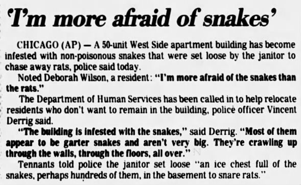 garter snakes released to control rats 1980
